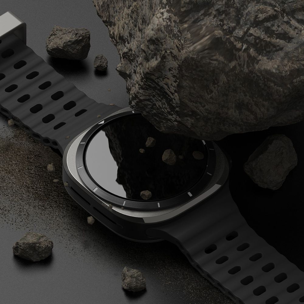 CUSTODIA PROTETTIVA CON VETRO TEMPERATO PER SAMSUNG GALAXY WATCH ULTRA (47 MM) RINGKE SLIM & VETRO TEMPERATO TITANIO NERO