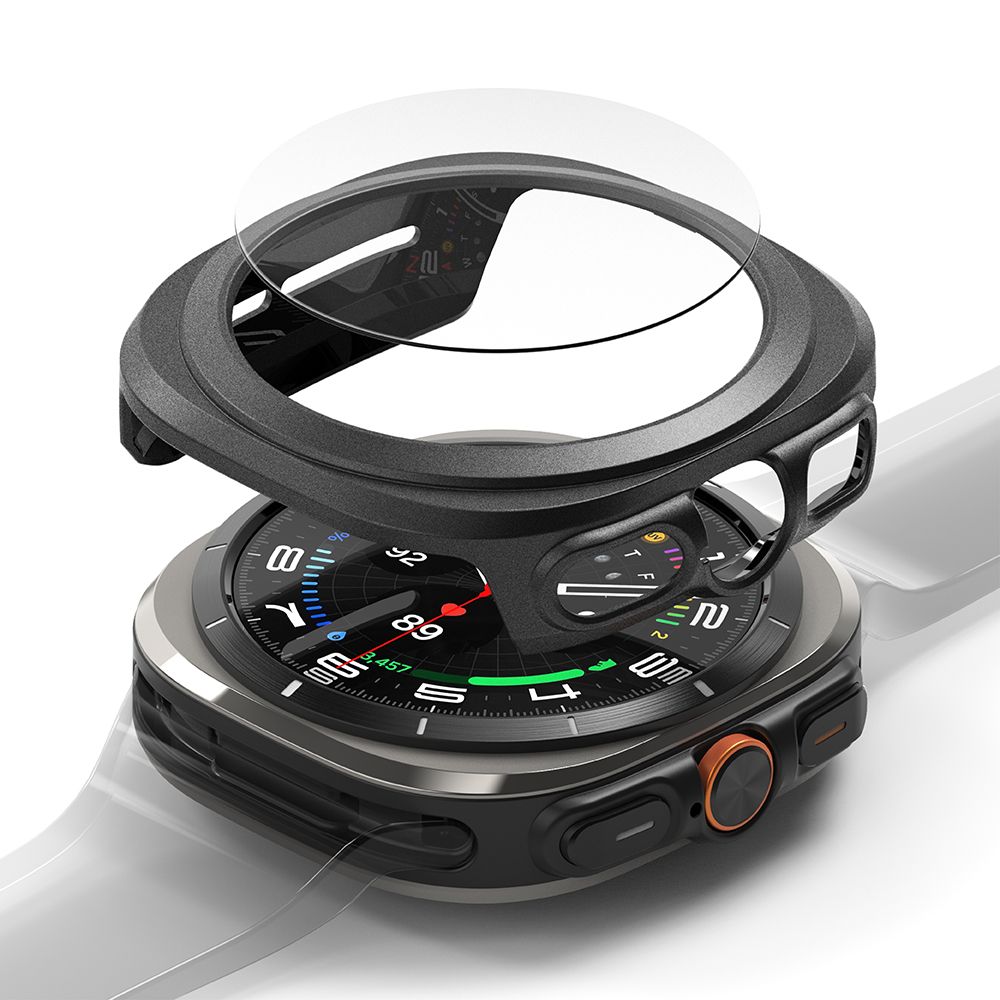 CUSTODIA PROTETTIVA CON VETRO TEMPERATO PER SAMSUNG GALAXY WATCH ULTRA (47 MM) RINGKE SLIM & VETRO TEMPERATO TITANIO NERO