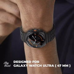 BRACCIALE IN SILICONE PER SAMSUNG GALAXY WATCH ULTRA (47 MM) HEYBAND SPORTY NERO