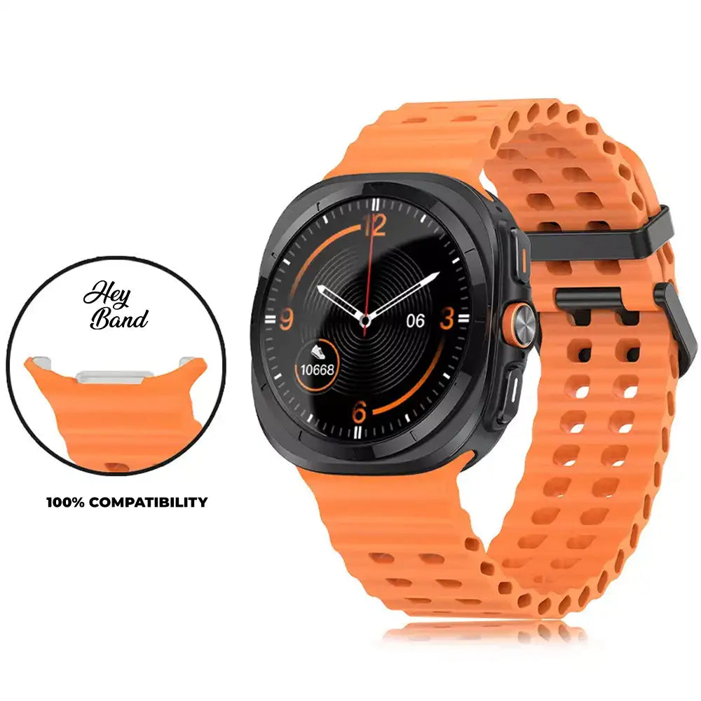 BRACCIALE IN SILICONE PER SAMSUNG GALAXY WATCH ULTRA (47 MM) HEYBAND SPORTY NERO