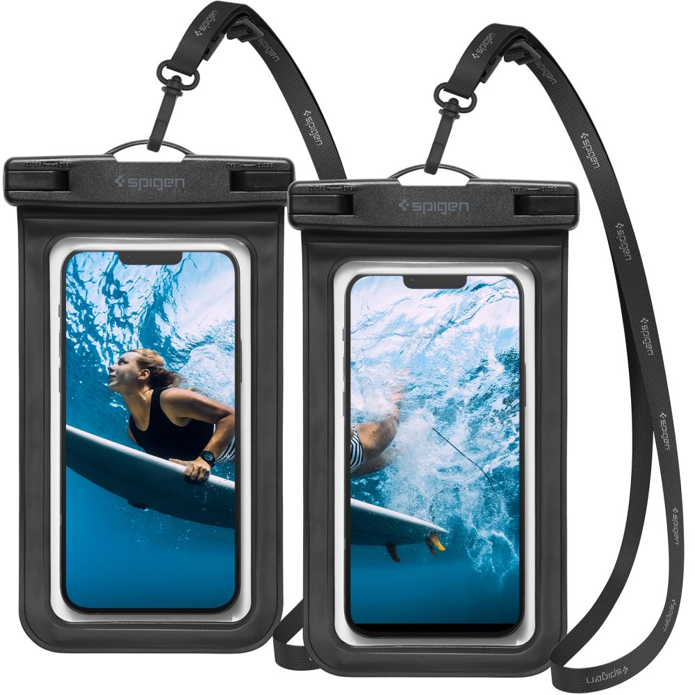 CUSTODIA IMPERMEABILE SPIGEN A601 CASE UNIVERSALE 2-PACK NERA