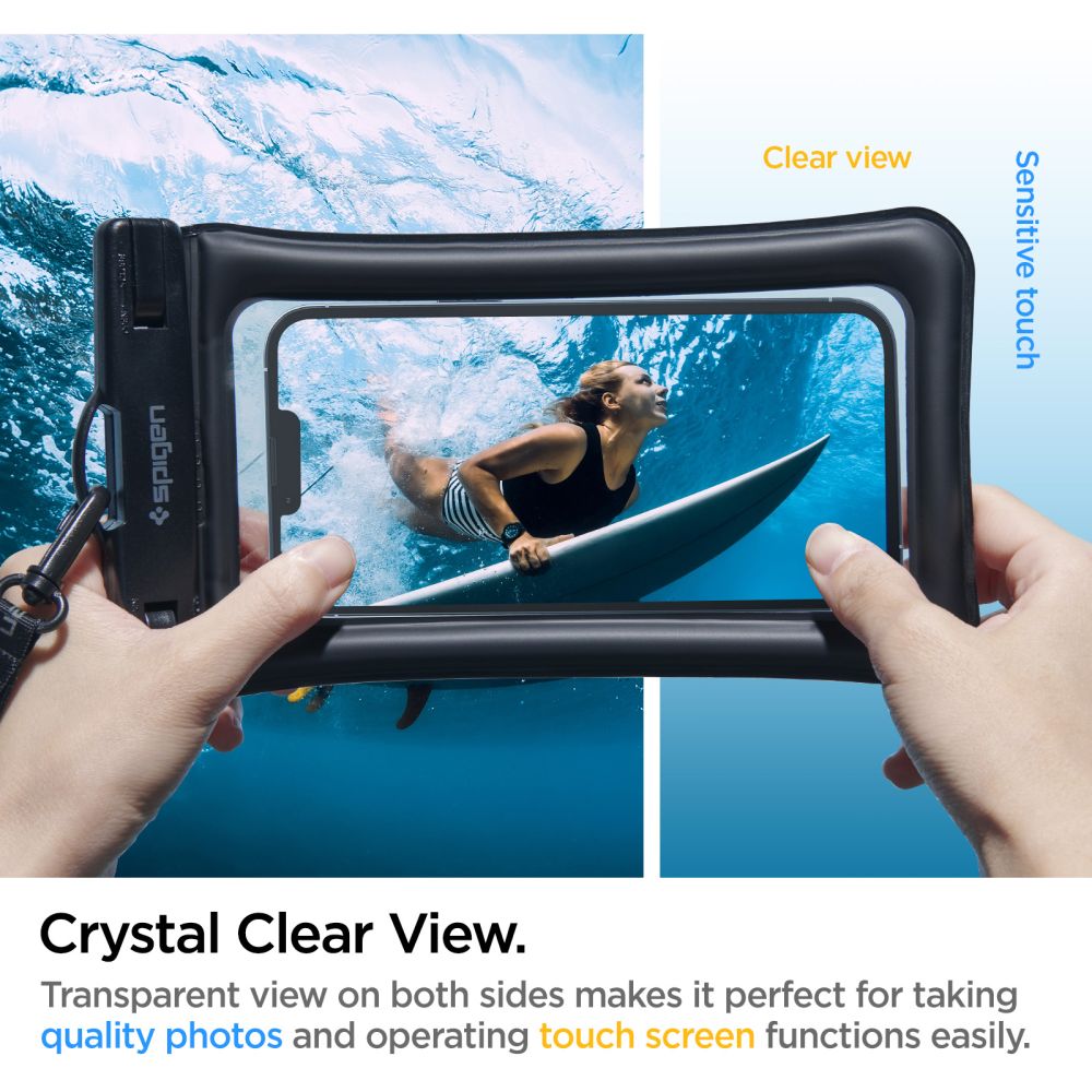 CUSTODIA IMPERMEABILE SPIGEN A610 CASE GALLEGGIANTE UNIVERSALE NERA