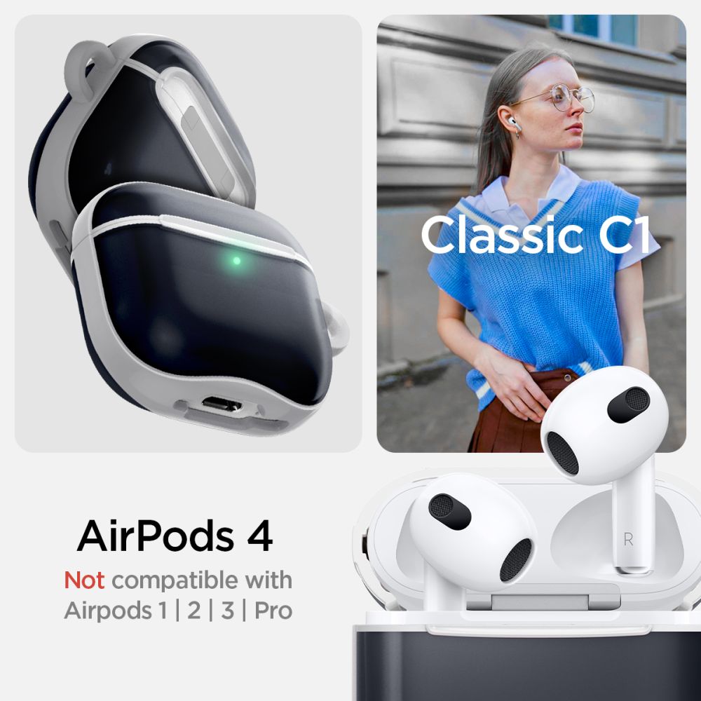 COPERTURA SPIGEN CLASSIC C1 PER APPLE AIRPODS 4 GRAFITE