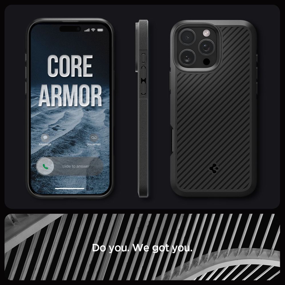 COPERTURA SPIGEN CORE ARMOR IPHONE 16 PRO MAX NERO OPACO