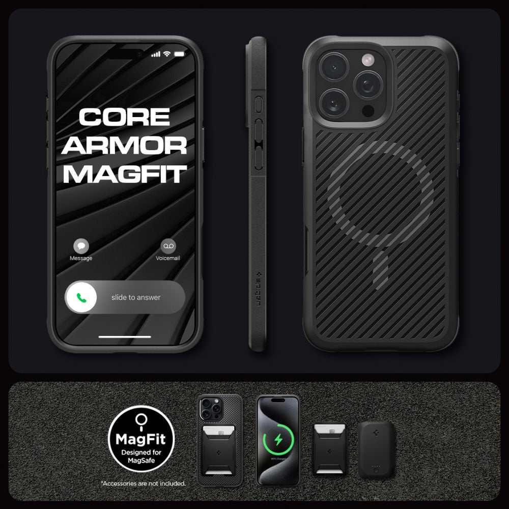 COPERTURA SPIGEN CORE ARMOR MAG MAGSAFE IPHONE 16 PRO NERO OPACO