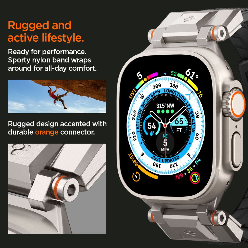 CINTURINO SPIGEN DURAPRO ARMOR APPLE WATCH 6 / 7 / 8 / 9 / 10 / SE / ULTRA 1 / 2 (44 / 45 / 46 / 49 MM) NERO