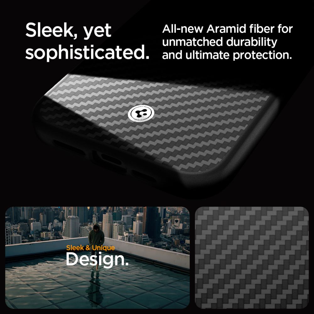 COPERTURA SPIGEN ENZO ARAMID MAG MAGSAFE IPHONE 15 PRO MAX NERO OPACO