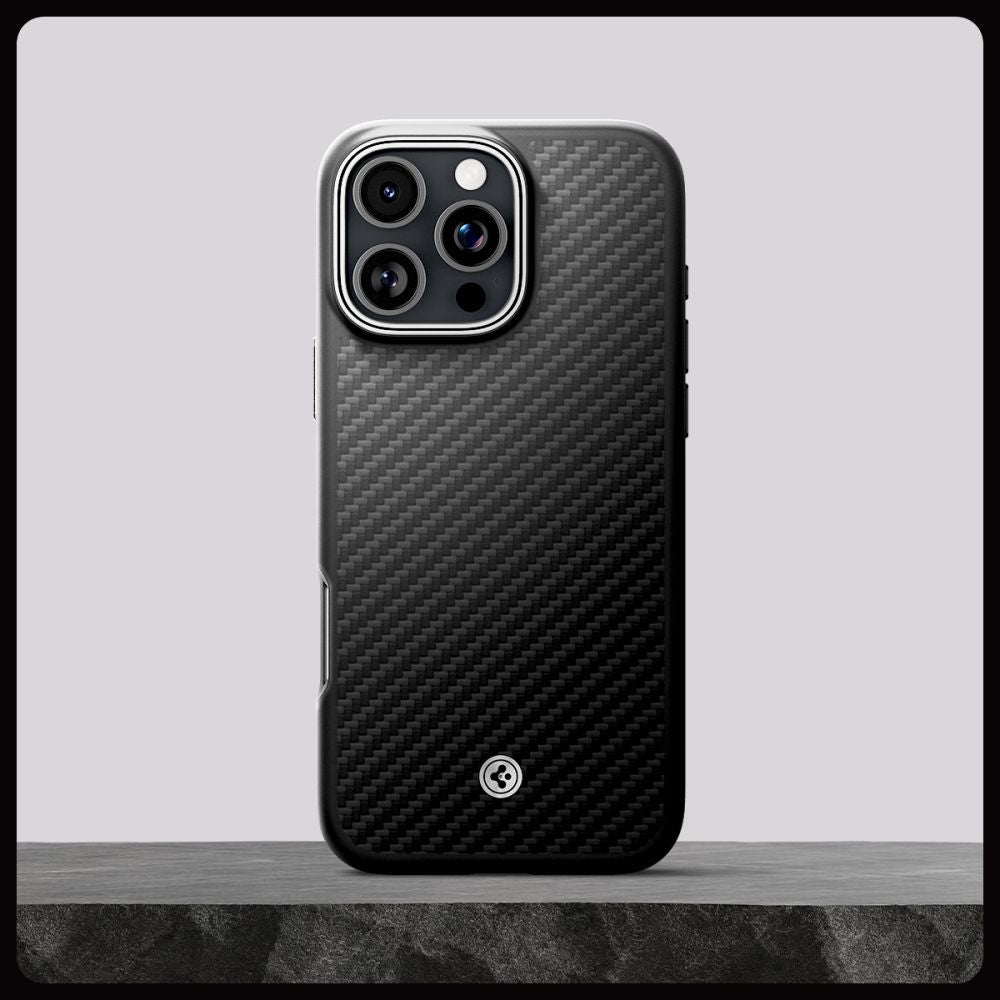 CUSTODIA SPIGEN ENZO ARAMID MAG MAGSAFE IPHONE 16 PRO NERA/ARGENTO