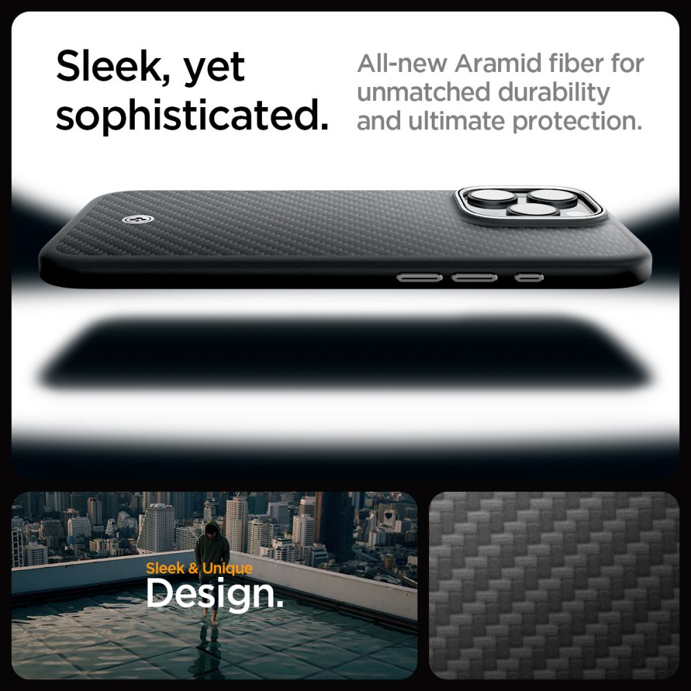 COPERTURA SPIGEN ENZO ARAMID MAG MAGSAFE IPHONE 16 PRO MAX NERO/ARGENTO