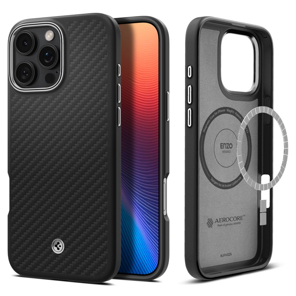 COPERTURA SPIGEN ENZO ARAMID MAG MAGSAFE IPHONE 16 PRO MAX NERO/ARGENTO