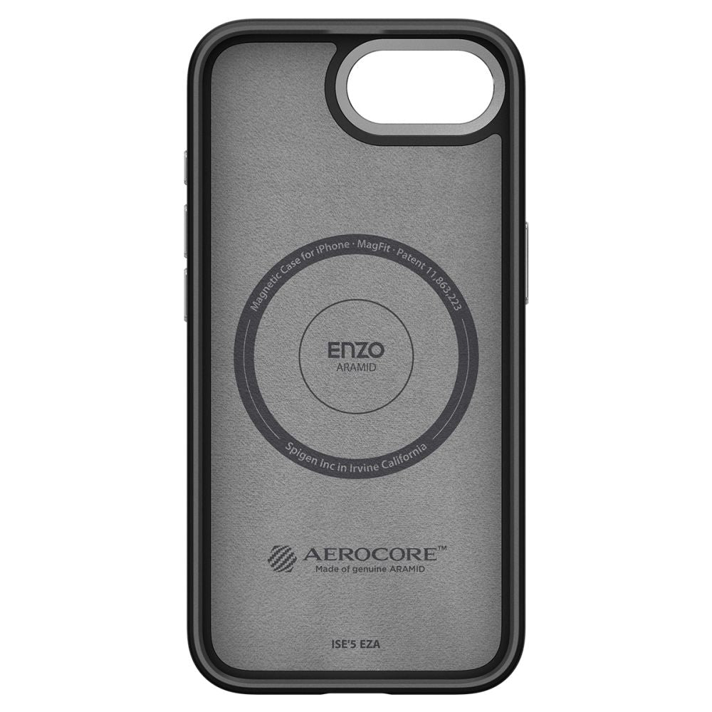 COPERTURA SPIGEN ENZO ARAMID MAG MAGSAFE IPHONE 16E NERO OPACO