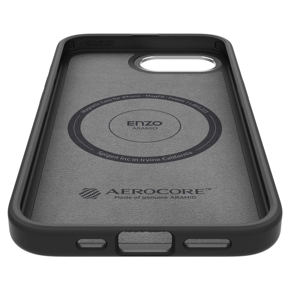 COPERTURA SPIGEN ENZO ARAMID MAG MAGSAFE IPHONE 16E NERO OPACO