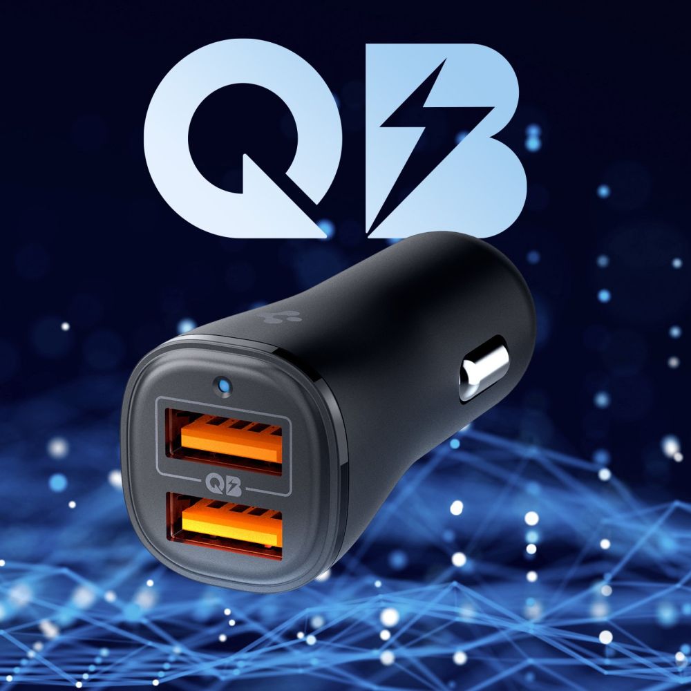 SPIGEN ESSENTIAL EV302 CARICATORE DA AUTO A 2 PORTE 30W NERO
