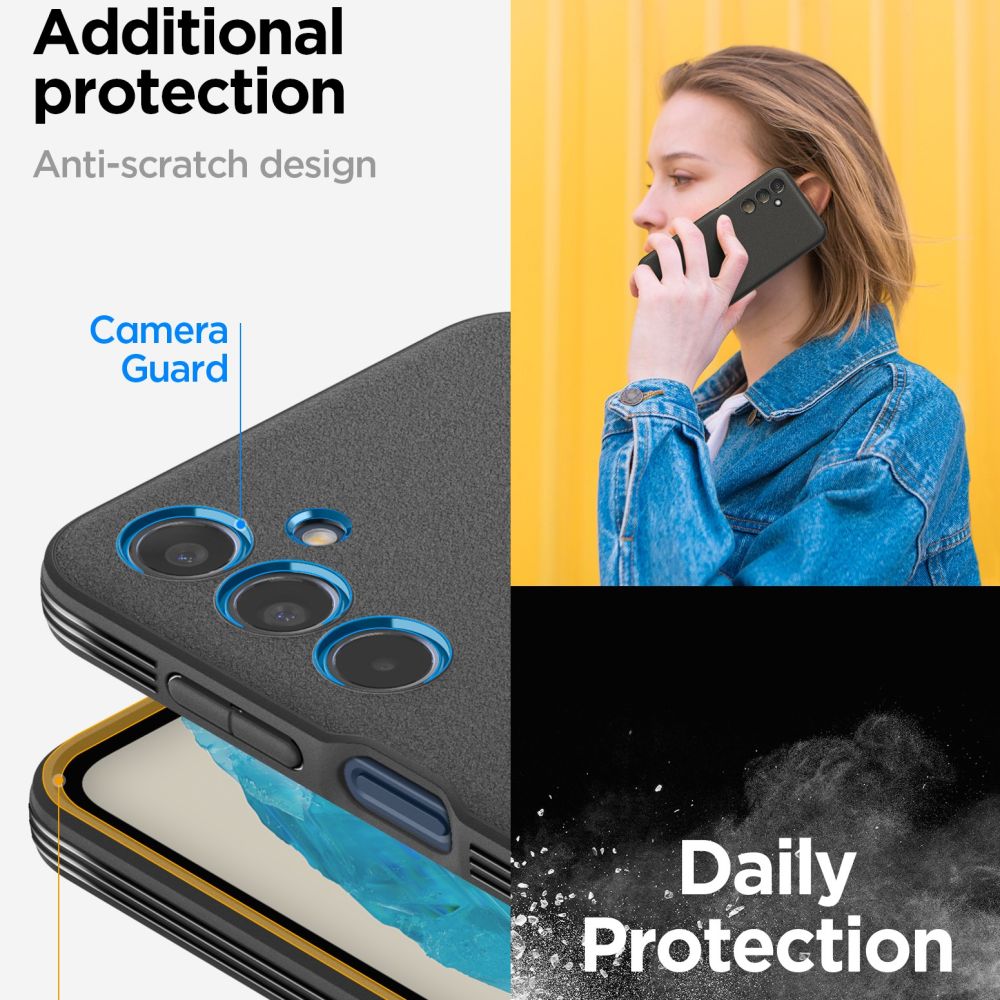 SPIGEN ESSENTIAL SANDBLAST GALAXY M35 5G NERO OPACO