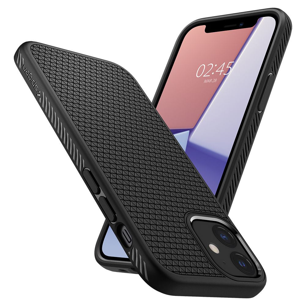 COPERTURA SPIGEN LIQUID AIR IPHONE 12 MINI NERO OPACO