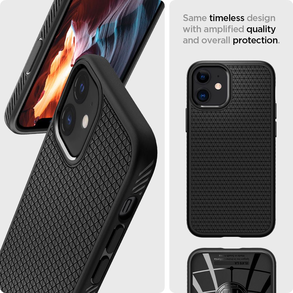 COPERTURA SPIGEN LIQUID AIR IPHONE 12 MINI NERO OPACO