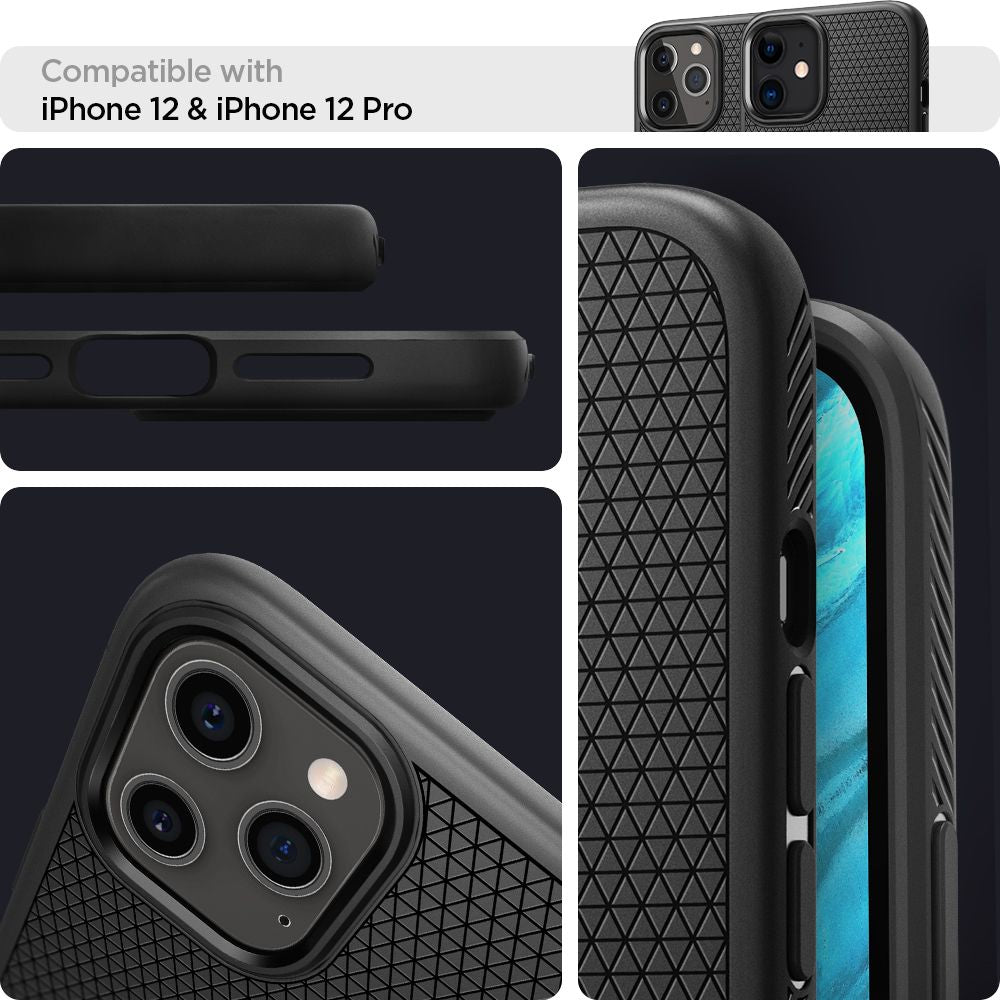 COPERTURA SPIGEN LIQUID AIR IPHONE 12/12 PRO NERO OPACO