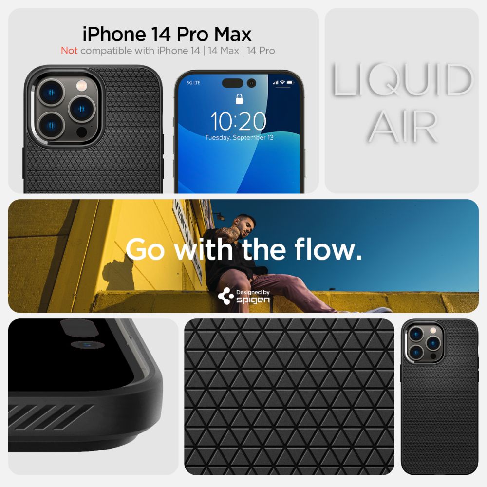 COPERTURA SPIGEN LIQUID AIR IPHONE 14 PRO MAX NERO OPACO