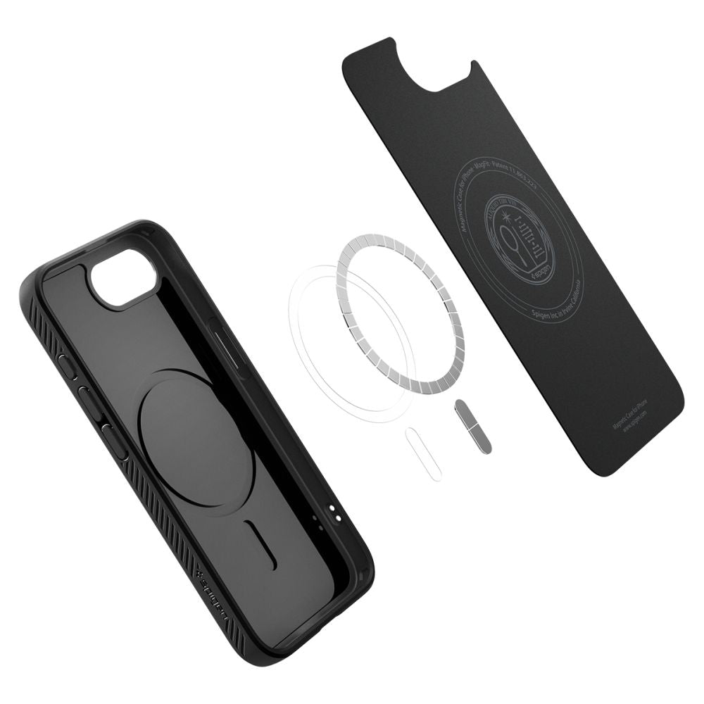 COPERTURA SPIGEN LIQUID AIR MAG MAGSAFE IPHONE 16E NERO OPACO
