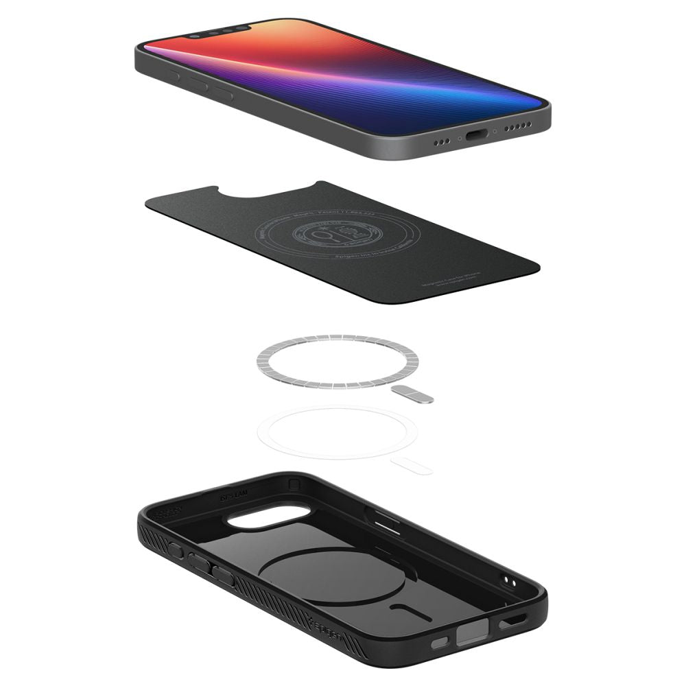 COPERTURA SPIGEN LIQUID AIR MAG MAGSAFE IPHONE 16E NERO OPACO