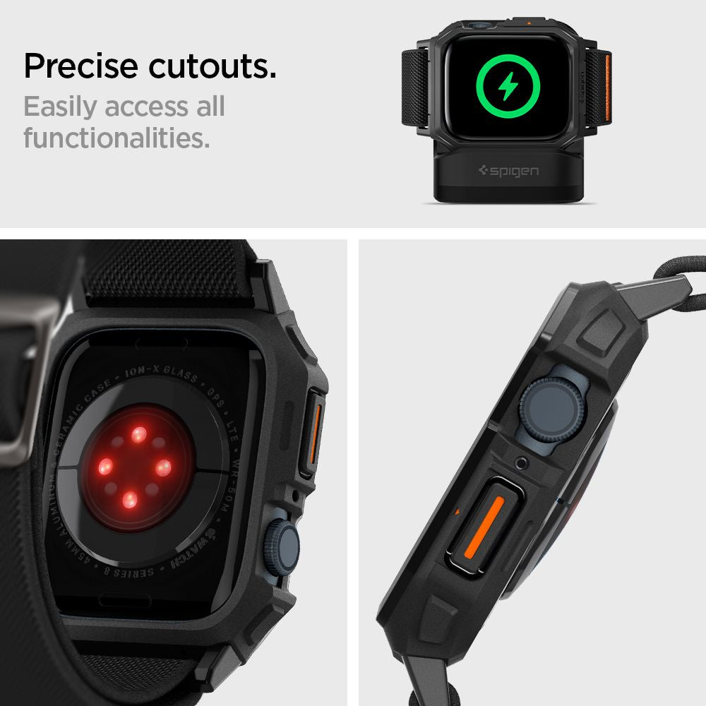 CINTURINO CON CASE PROTETTIVO PER APPLE WATCH 4 / 5 / 6 / 7 / 8 / 9 / SE 44 / 45 MM SPIGEN LITE FIT "PRO" NERO OPACO