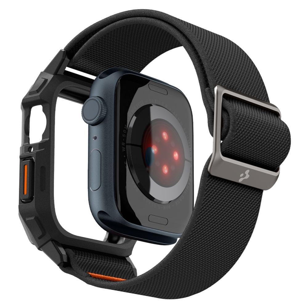 CINTURINO CON CASE PROTETTIVO PER APPLE WATCH 4 / 5 / 6 / 7 / 8 / 9 / SE 44 / 45 MM SPIGEN LITE FIT "PRO" NERO OPACO