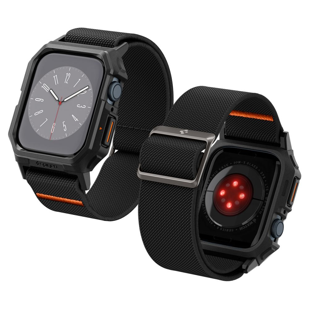 CINTURINO CON CASE PROTETTIVO PER APPLE WATCH 4 / 5 / 6 / 7 / 8 / 9 / SE 44 / 45 MM SPIGEN LITE FIT "PRO" NERO OPACO