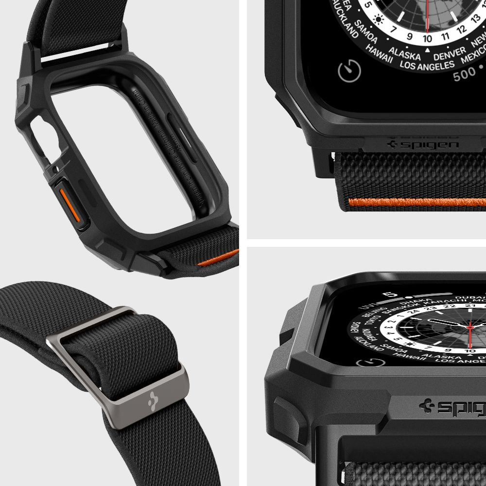 CINTURINO CON CASE PROTETTIVO PER APPLE WATCH 4 / 5 / 6 / 7 / 8 / 9 / SE 44 / 45 MM SPIGEN LITE FIT "PRO" NERO OPACO