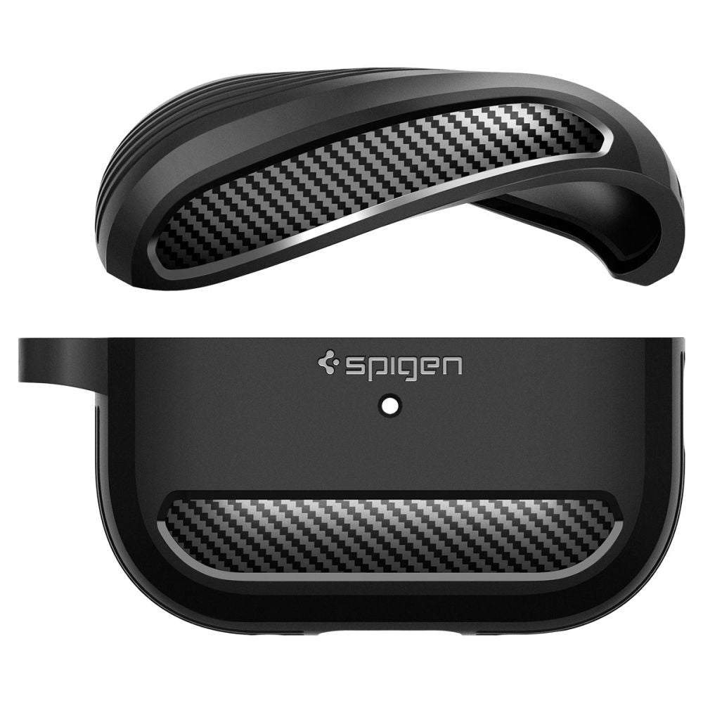 COPERTURA SPIGEN RUGGED ARMOR PER APPLE AIRPODS PRO 1 / 2 NERO OPACO