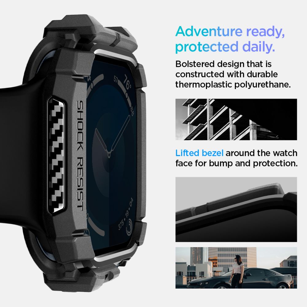 COPERTURA SPIGEN RUGGED ARMOR APPLE WATCH 10 (42 MM) NERO OPACO