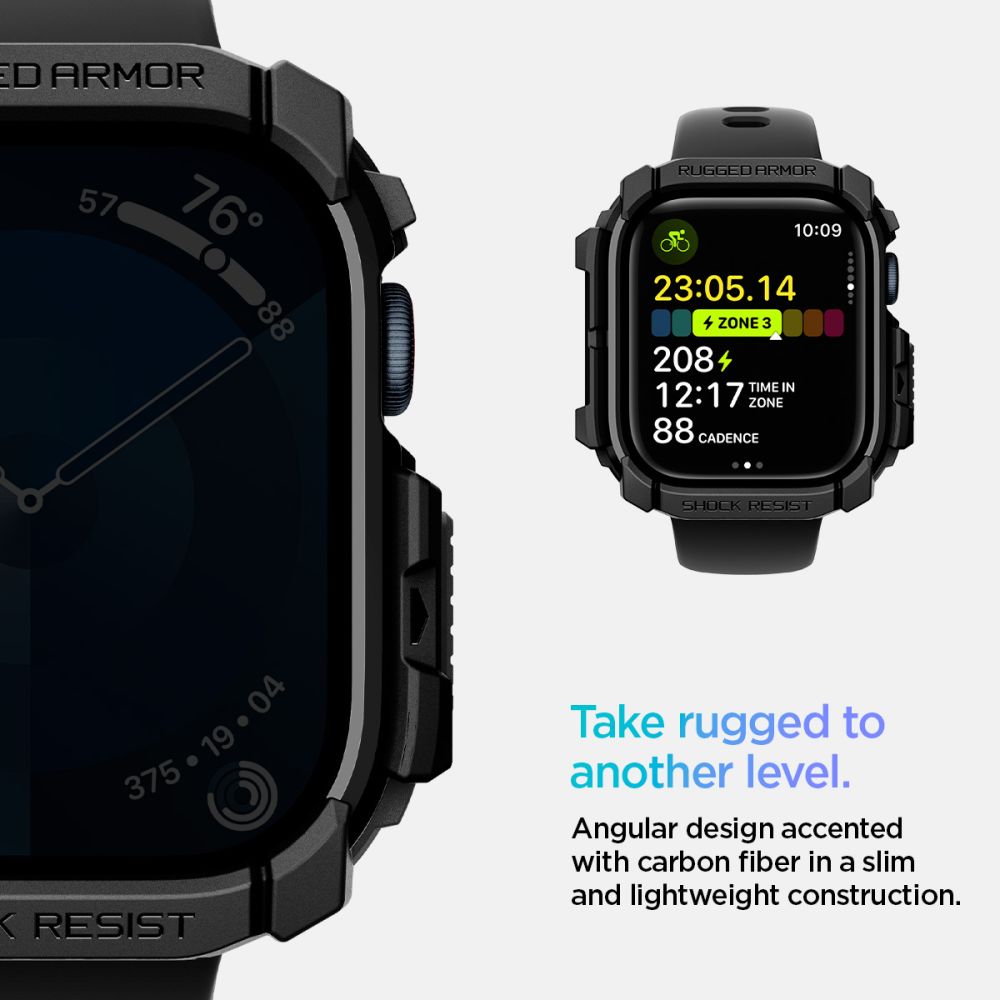 COPERTURA SPIGEN RUGGED ARMOR APPLE WATCH 10 (42 MM) NERO OPACO