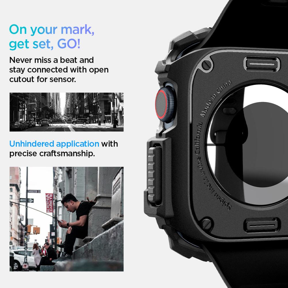 COPERTURA SPIGEN RUGGED ARMOR APPLE WATCH 10 (46 MM) NERO OPACO