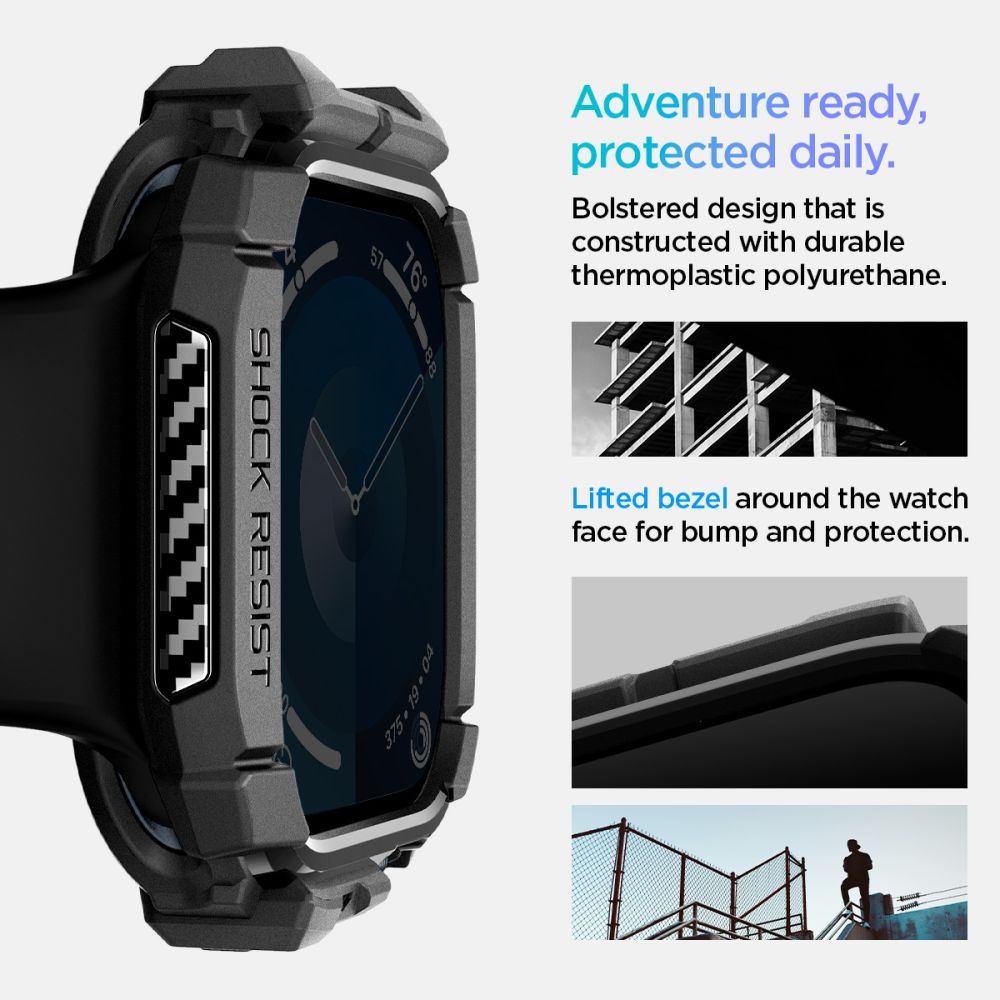 COPERTURA SPIGEN RUGGED ARMOR APPLE WATCH 10 (46 MM) NERO OPACO
