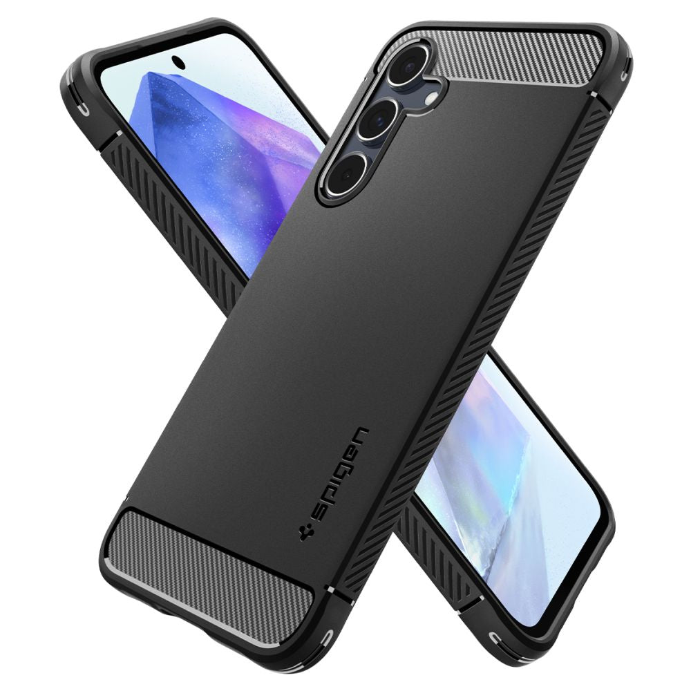 COPERTURA SPIGEN RUGGED ARMOR GALAXY A55 5G NERO OPACO