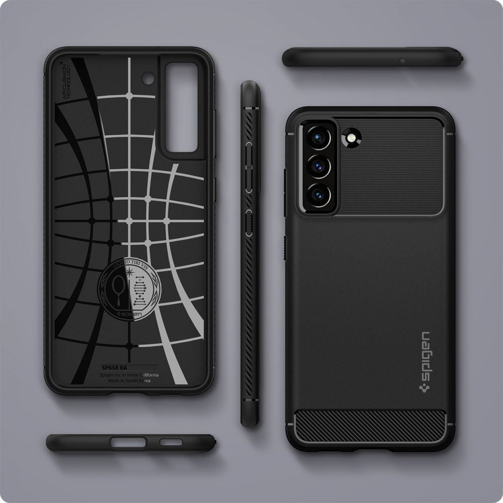 COPERTURA SPIGEN RUGGED ARMOR GALAXY S21 FE NERO OPACO