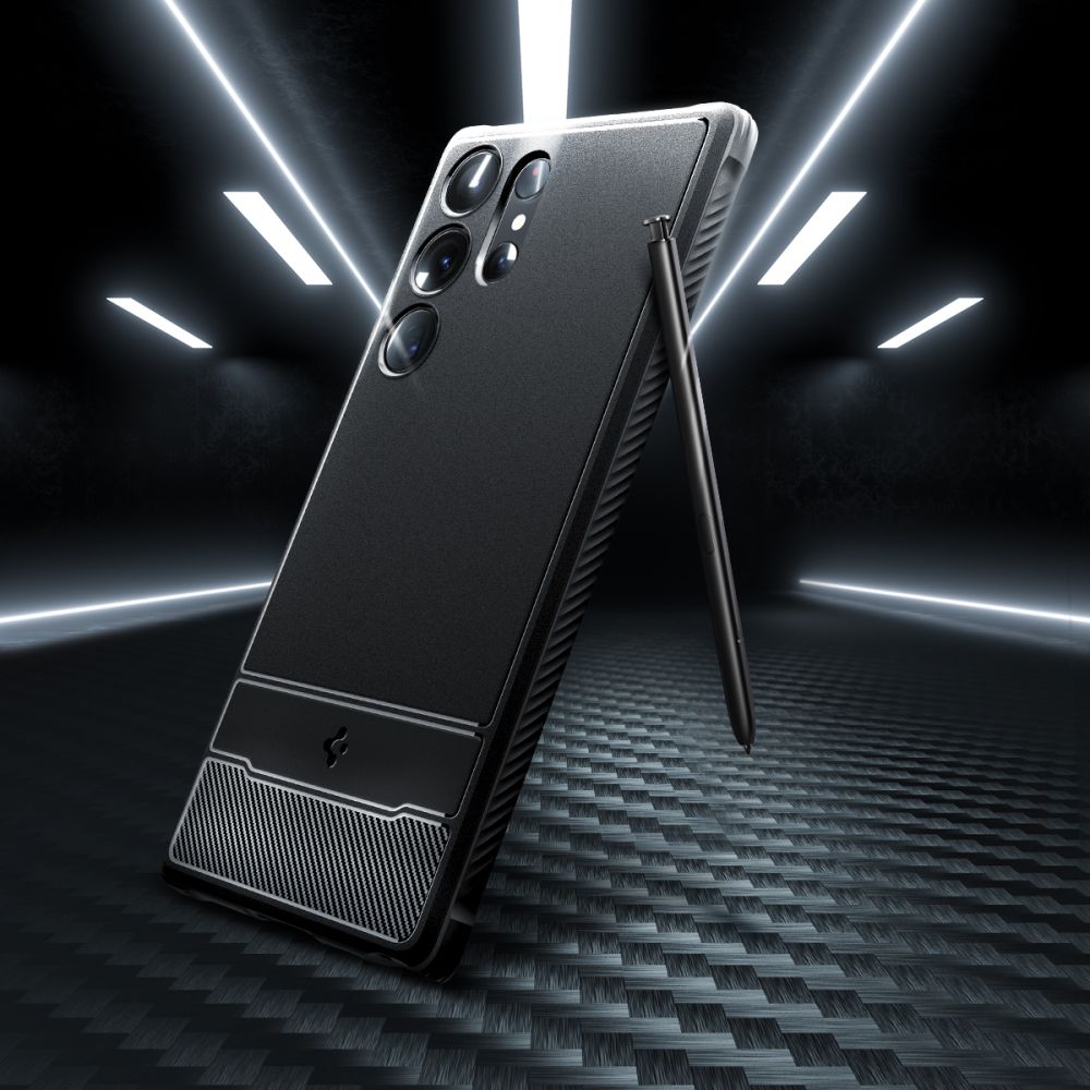 COPERTURA SPIGEN RUGGED ARMOR GALAXY S23 ULTRA NERO OPACO