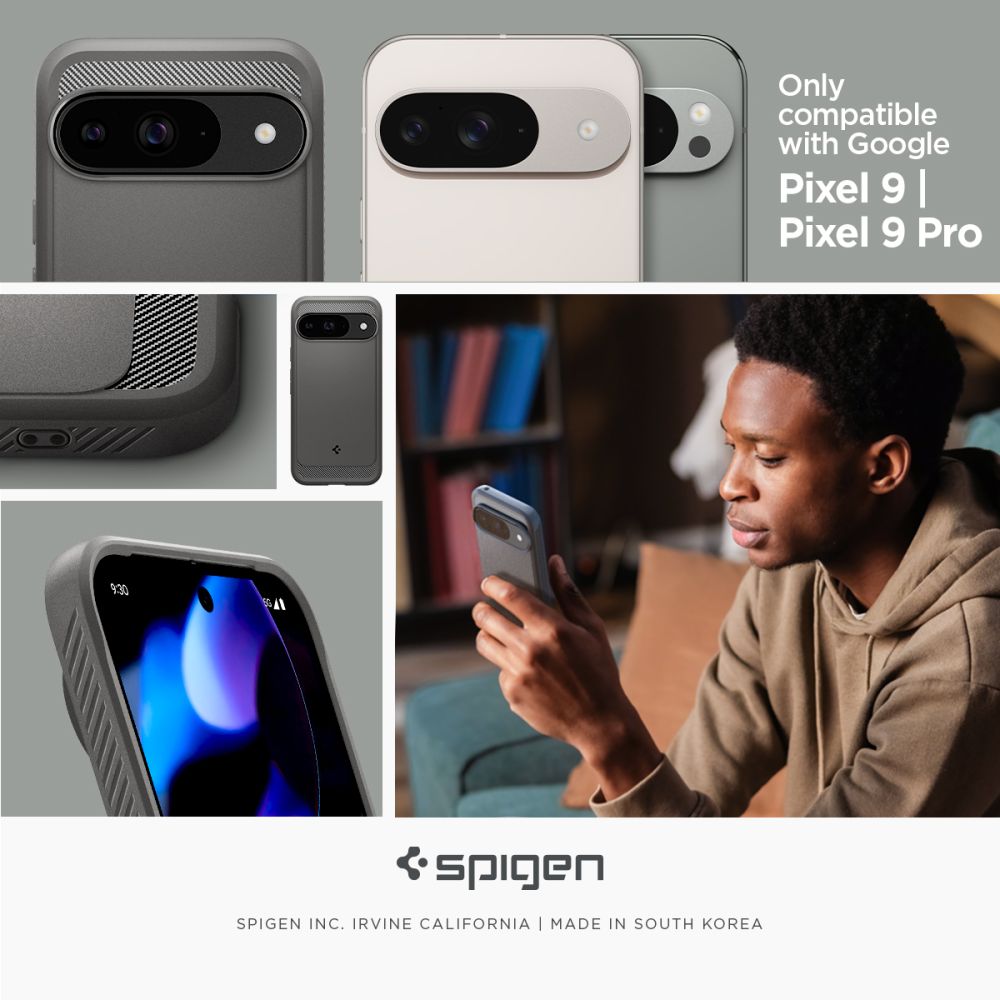 CUSTODIA PER GOOGLE PIXEL 9 / 9 PRO SPIGEN RUGGED ARMOR MARBLE GREY