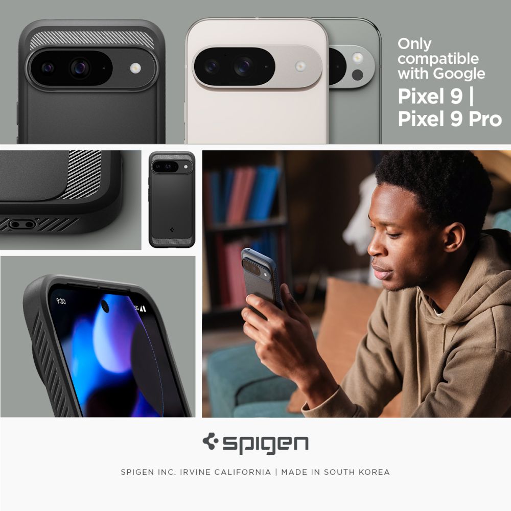 CUSTODIA PER GOOGLE PIXEL 9 / 9 PRO SPIGEN RUGGED ARMOR NERO OPACO