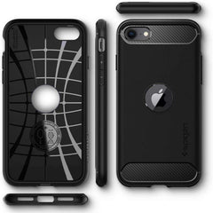 CUSTODIA SPIGEN RUGGED ARMOR IPHONE SE 2020 / SE 2022 NERA
