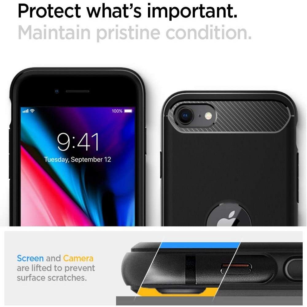 CUSTODIA SPIGEN RUGGED ARMOR IPHONE SE 2020 / SE 2022 NERA