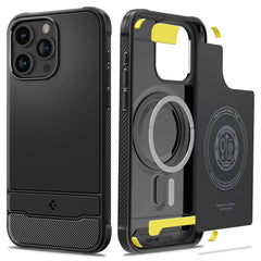 COPERTURA SPIGEN RUGGED ARMOR MAG MAGSAFE IPHONE 15 PRO MAX NERO OPACO