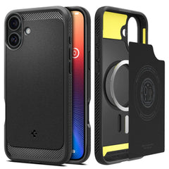 COPERTURA SPIGEN RUGGED ARMOR MAG MAGSAFE IPHONE 16 PLUS NERO OPACO