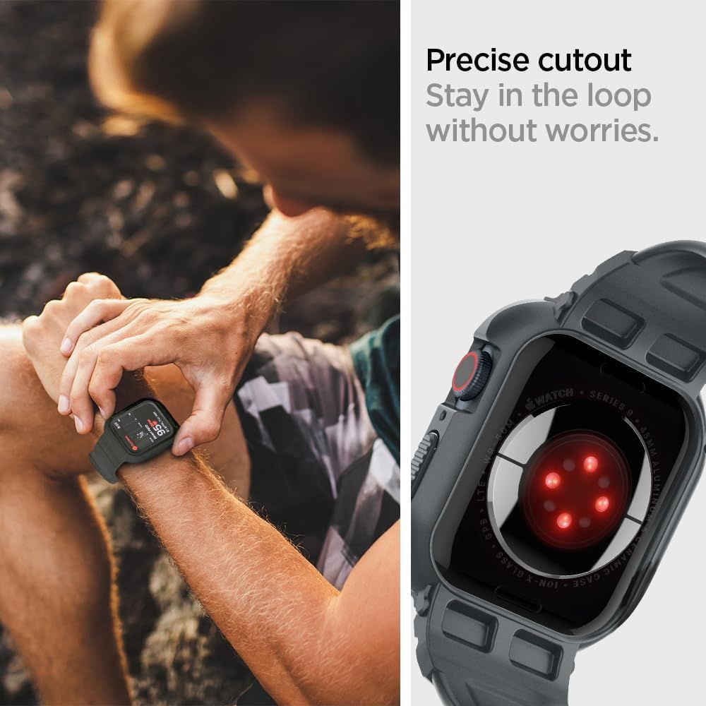 CINTURINO SPIGEN RUGGED ARMOR "PRO" APPLE WATCH 4 / 5 / 6 / 7 / 8 / 9 / SE (44 / 45 MM) GRIGIO SCURO