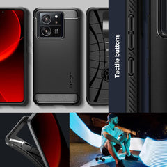 COPERTURA SPIGEN RUGGED ARMOR XIAOMI 13T / 13T PRO NERO OPACO