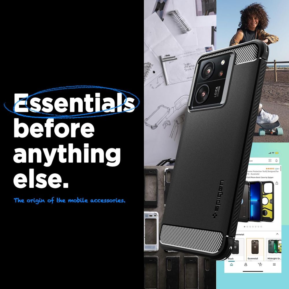 COPERTURA SPIGEN RUGGED ARMOR XIAOMI 13T / 13T PRO NERO OPACO
