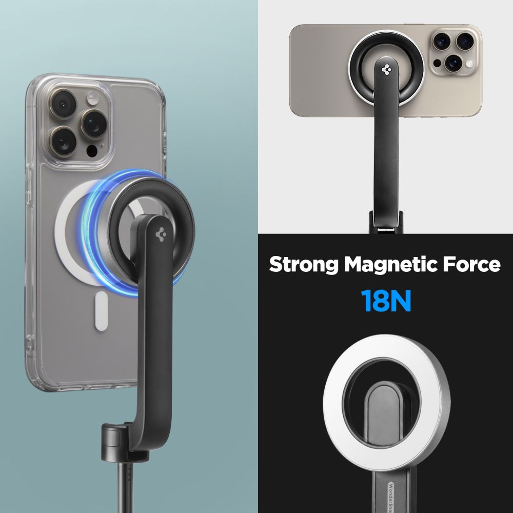SPIGEN S580W MAGSAFE BLUETOOTH SELFIE STICK TREPPIEDO LUNGO NERO