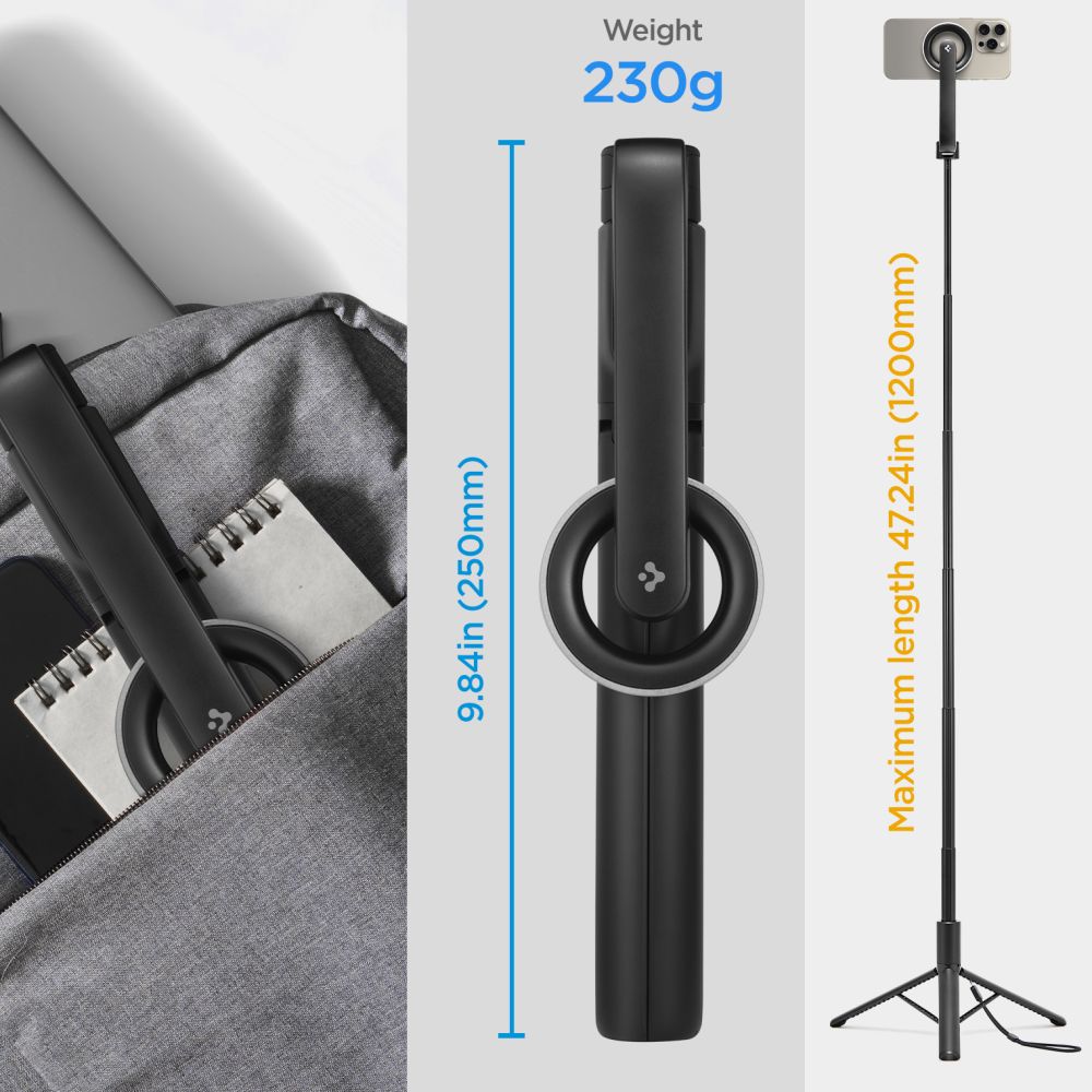 SPIGEN S580W MAGSAFE BLUETOOTH SELFIE STICK TREPPIEDO LUNGO NERO