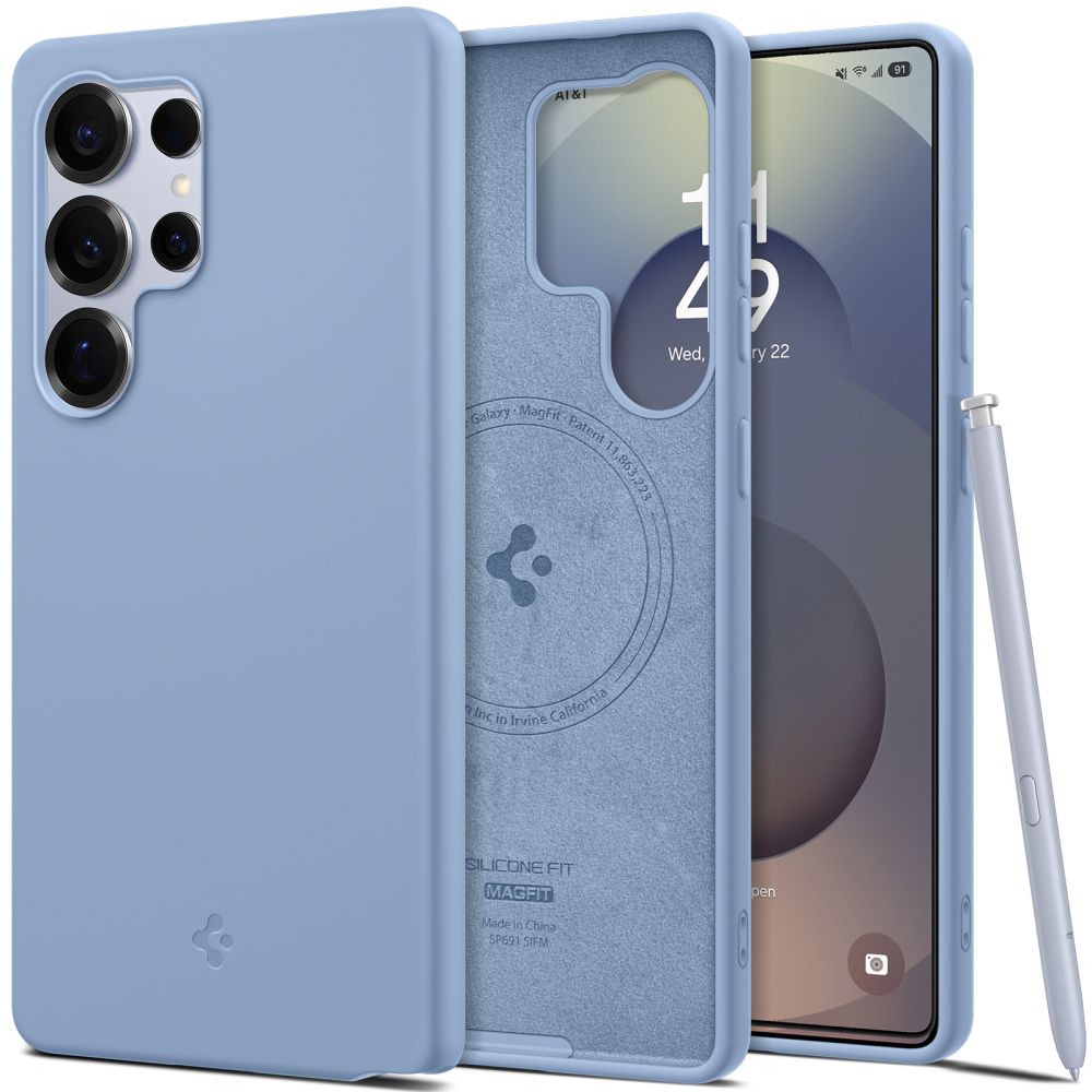 COPERTURA SPIGEN SILICONE FIT MAG MAGSAFE GALAXY S25 ULTRA ZAFFIRO BLU