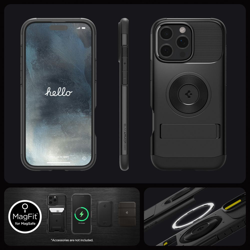 COPERTURA SPIGEN SLIM ARMOR MAG MAGSAFE IPHONE 16 PRO MAX NERA