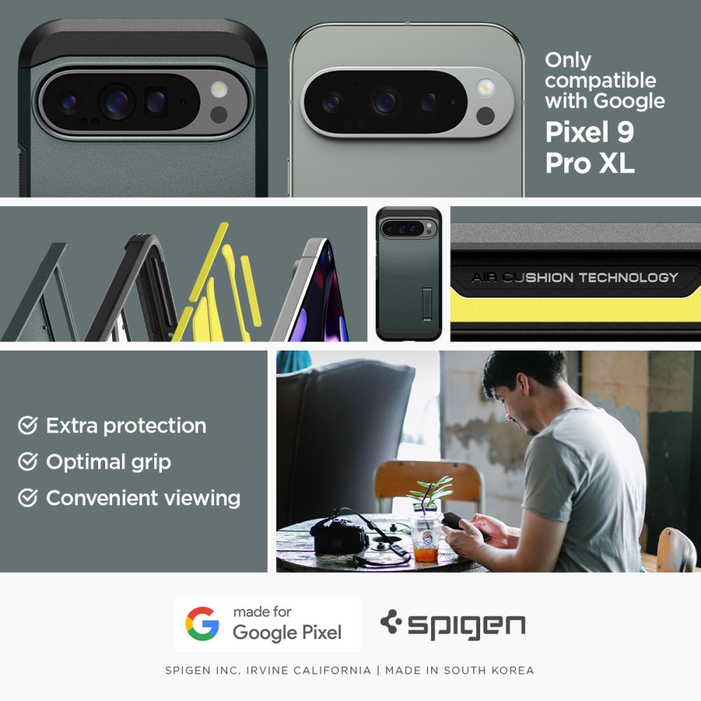 COPERTURA PER GOOGLE PIXEL 9 PRO XL SPIGEN TOUGH ARMOR ABYSS GREEN